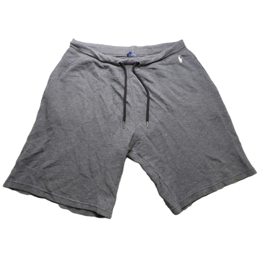 Polo Ralph Lauren Men Gray Waffle Knit Cotton Drawstring Lounge Sleep Shorts M/M